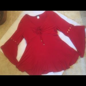 Red Blouse with gold accents